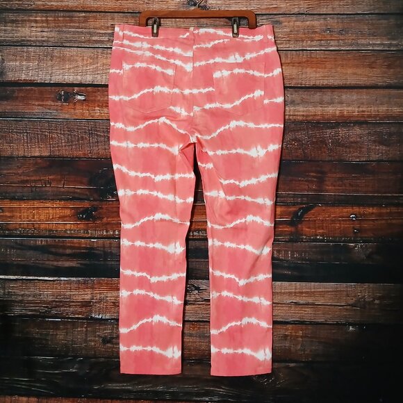 NWT DG2 Diane Gilman Pants Plus Size 18 W Pink Tie Dye Slim Stretch - Picture 3 of 10